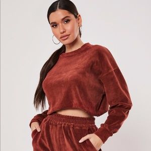 Missguided Velour Crop Sweater